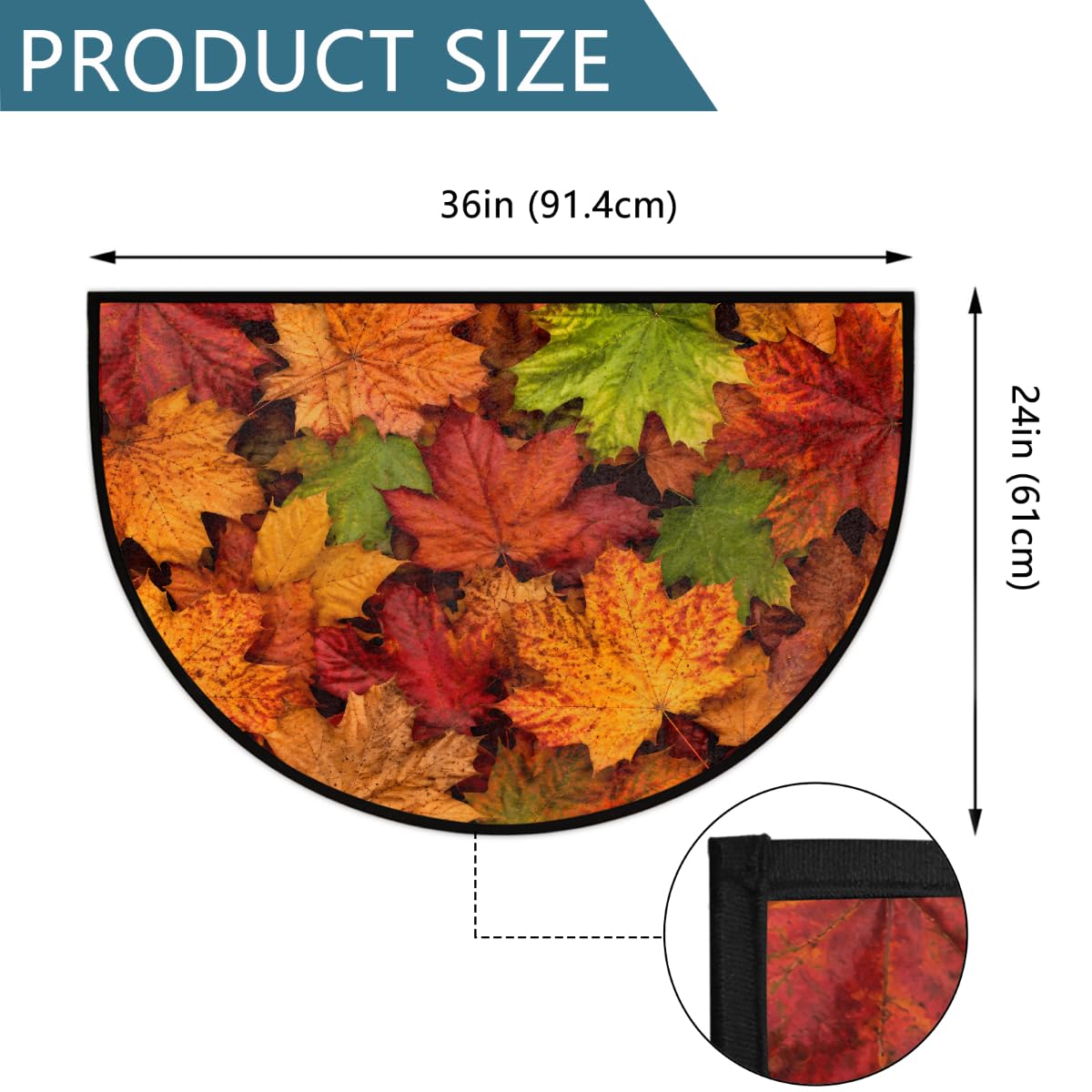 Leaf Half Round Door Mat Semi Moon Rug Fireplace Carpet Area Rugs (B:color:21)