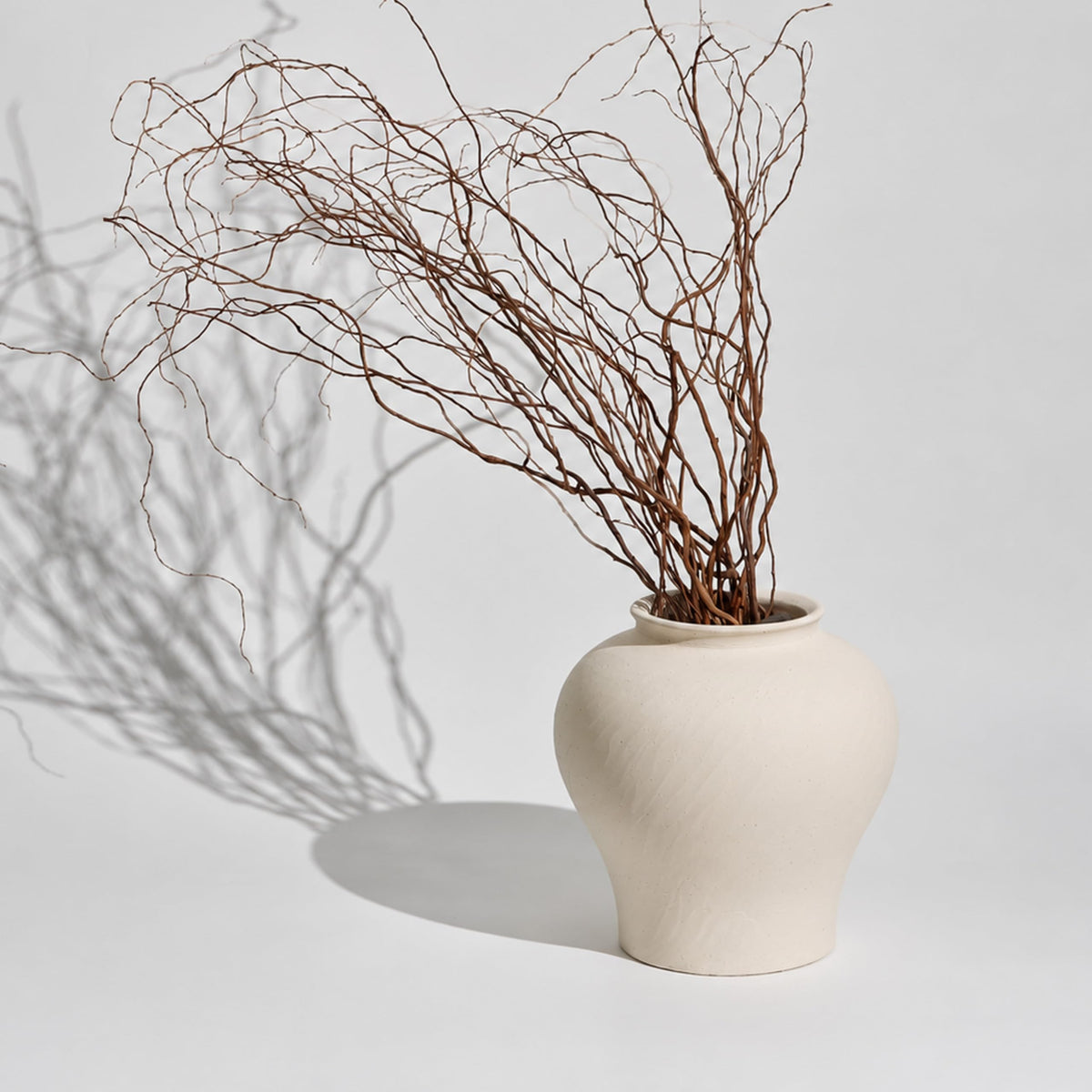 White Ceramic Rustic Vase (D - White 9.7")