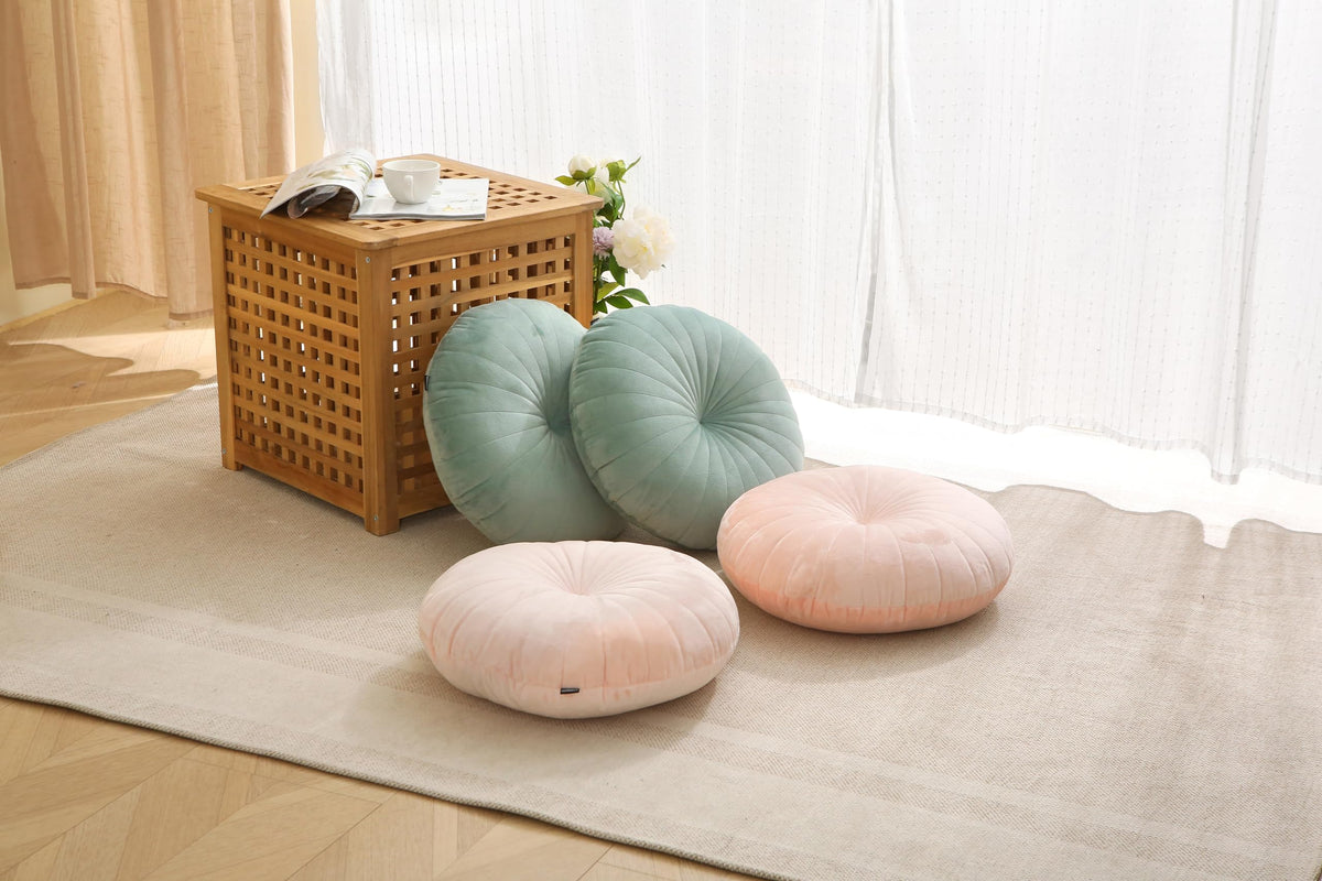 Floor Pillow Meditation Cushion Round Large Floor Pillows Seating for Adults (Green / 18inches)