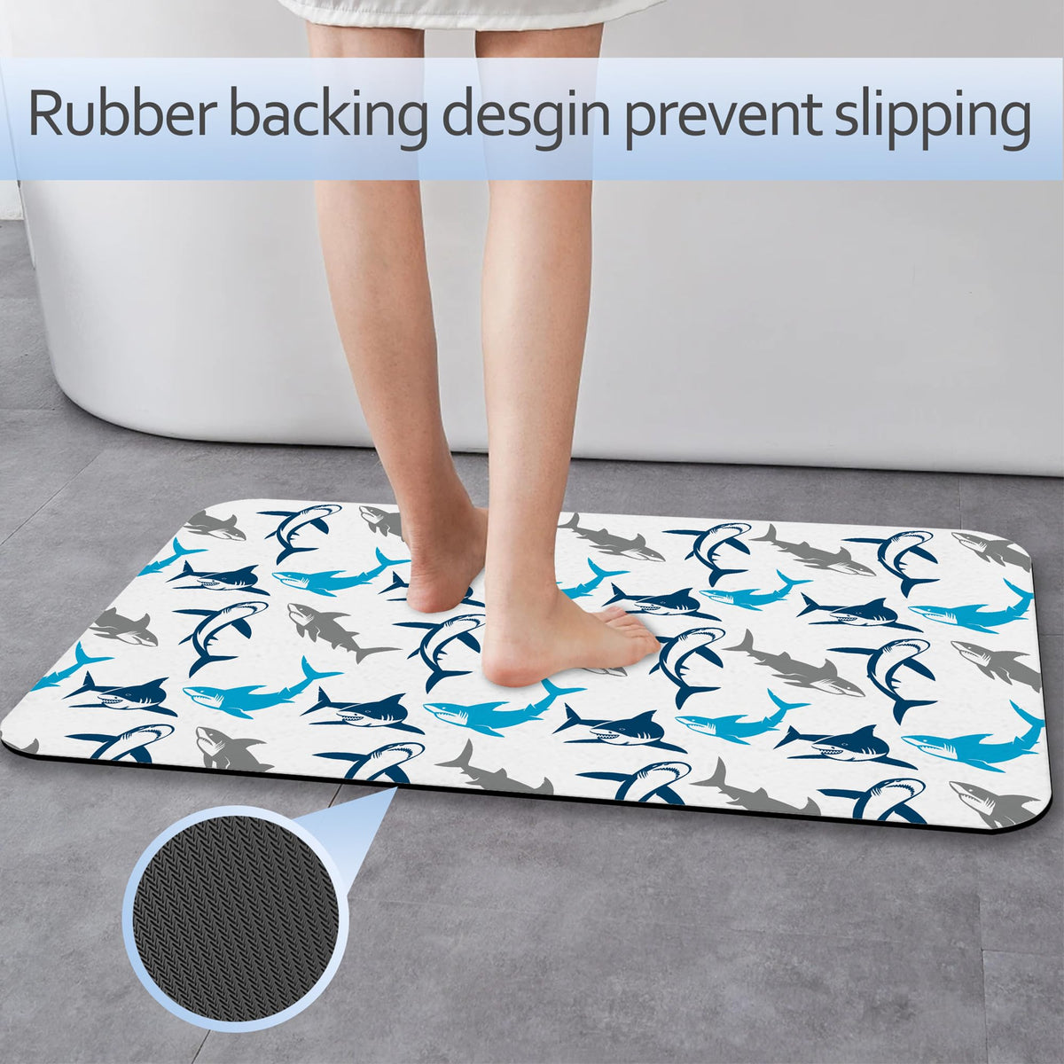 Cute Shark Bathroom Rug 29.5"x17" (Cute Shark)