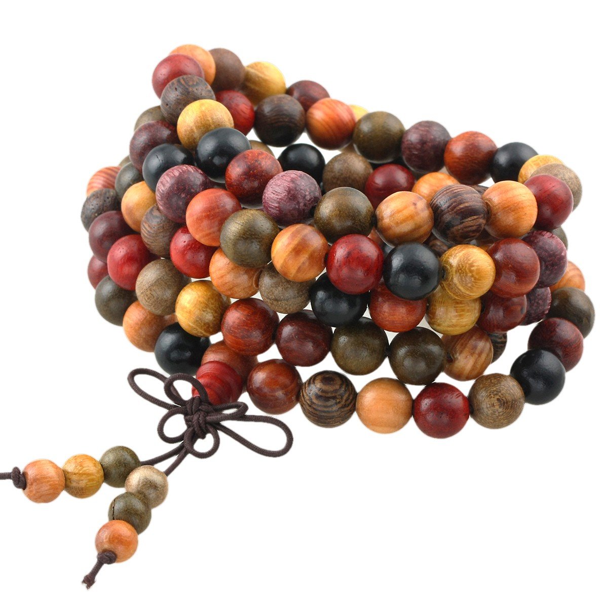 8mm Mixed Wood 108 Tibetan Buddhist Prayer Beads Mala Bracelet