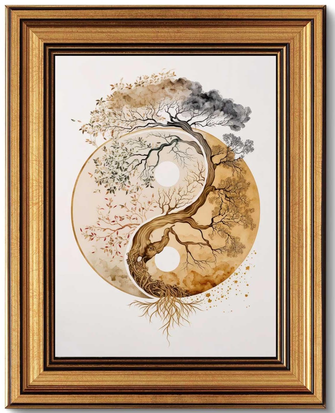 Vintage Gold Framed Tree of Life Canvas Wall Art (zen tree of life / 11"L x 9"W)