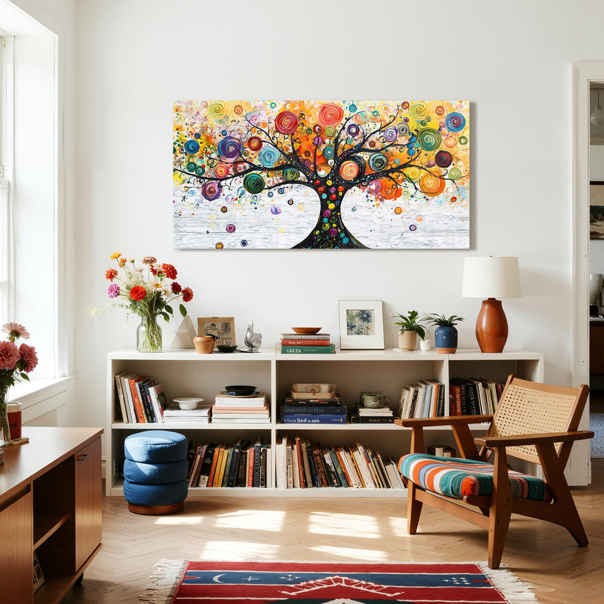 Colorful Tree of Life Large Wall Art Modern Abstract Pop Art Decor (Colorful Abstract Tree / 48"L x 24"W)