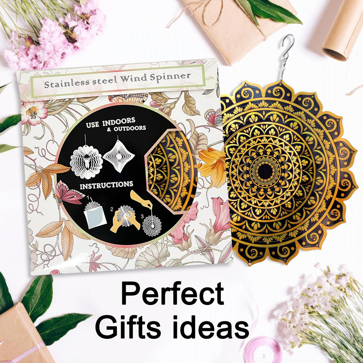Wind Spinner Mandala Rich Gold‌ (12in / 009-0gold)