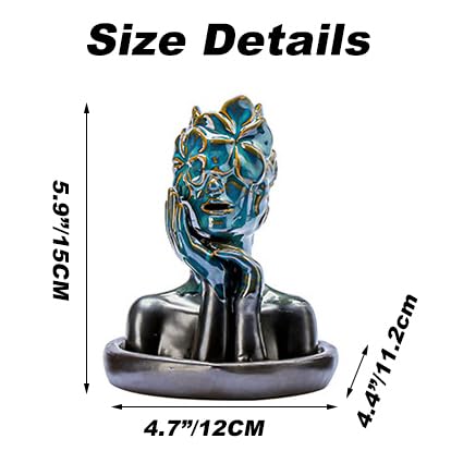 Flower Masked Half Face of Women in Hands Statue Backflow Incense Holder (Women B)
