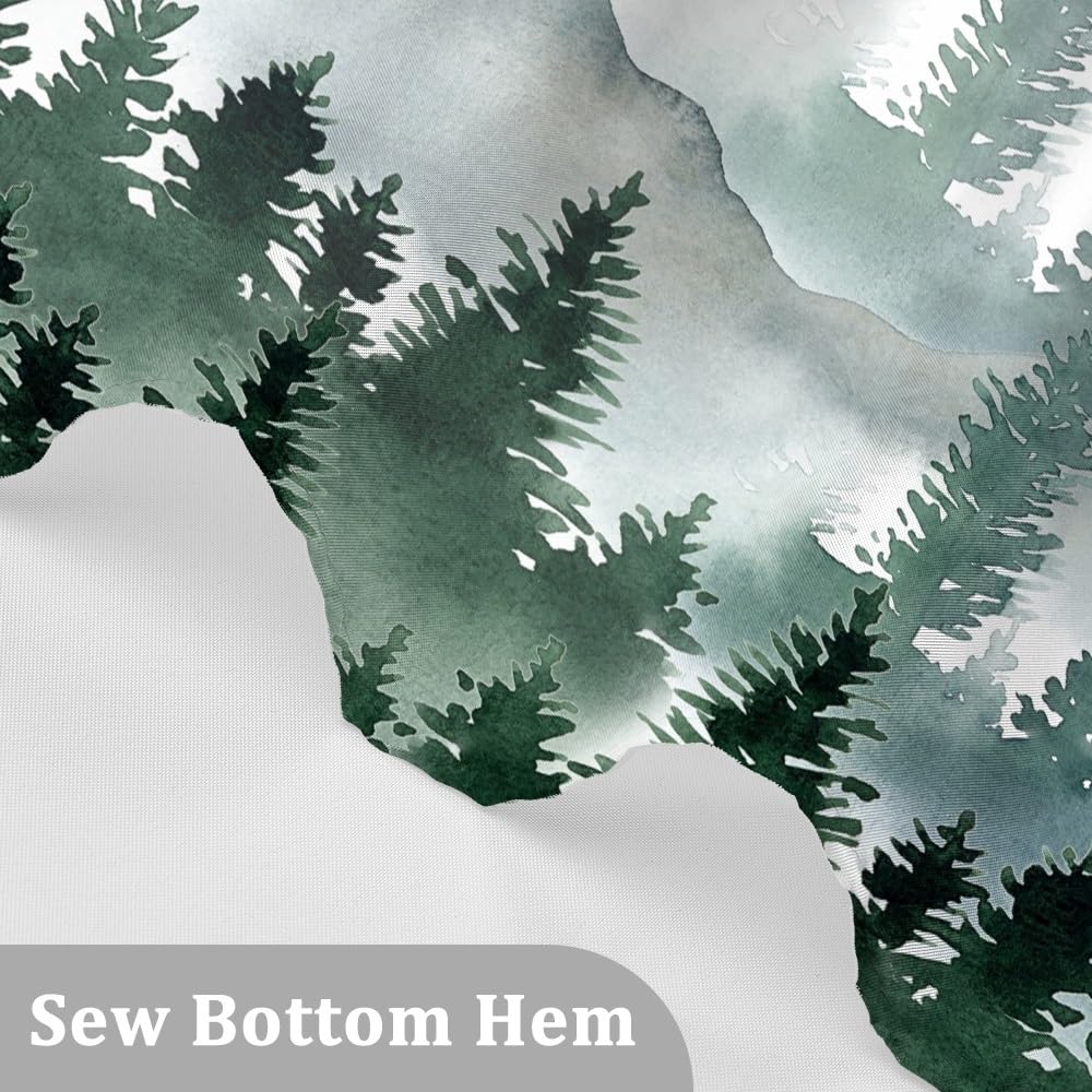 Green Forest Shower Curtain Mountain Birds Misty Pine Forest Scenery Shower Curtain Waterproof Fabric for Bathroom Decor (72"W x 78"L (Pack of 1) / Green06)