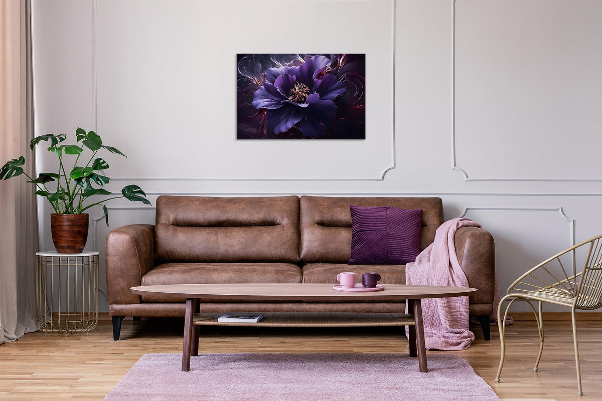 1 Panel Purple Picture Wall Art Purple Canvas Wall Art Flower Pictures Abstract Flower Print on Canvas Flowers Art for Bedroom Home Decor Living Room Stretched and Framed 12x18 inch (18"L x 12"W / Purple Flower 6)