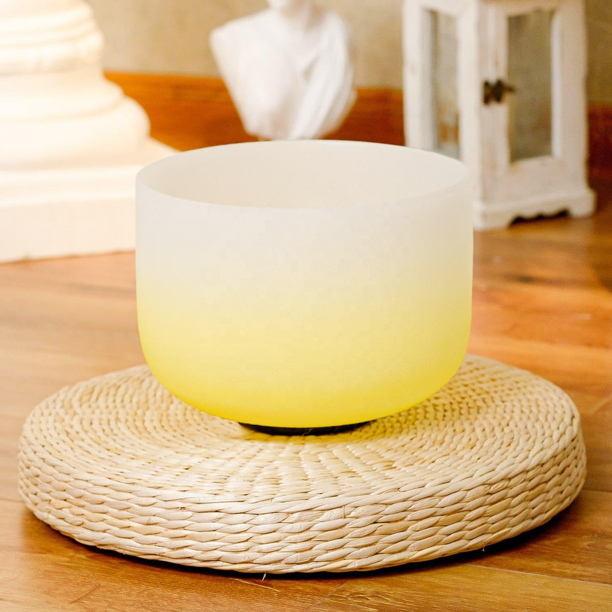 10inch 432hz E Note Gradient Yellow Quartz Crystal Singing Bowl (10"E 432hz Gradient Yellow)