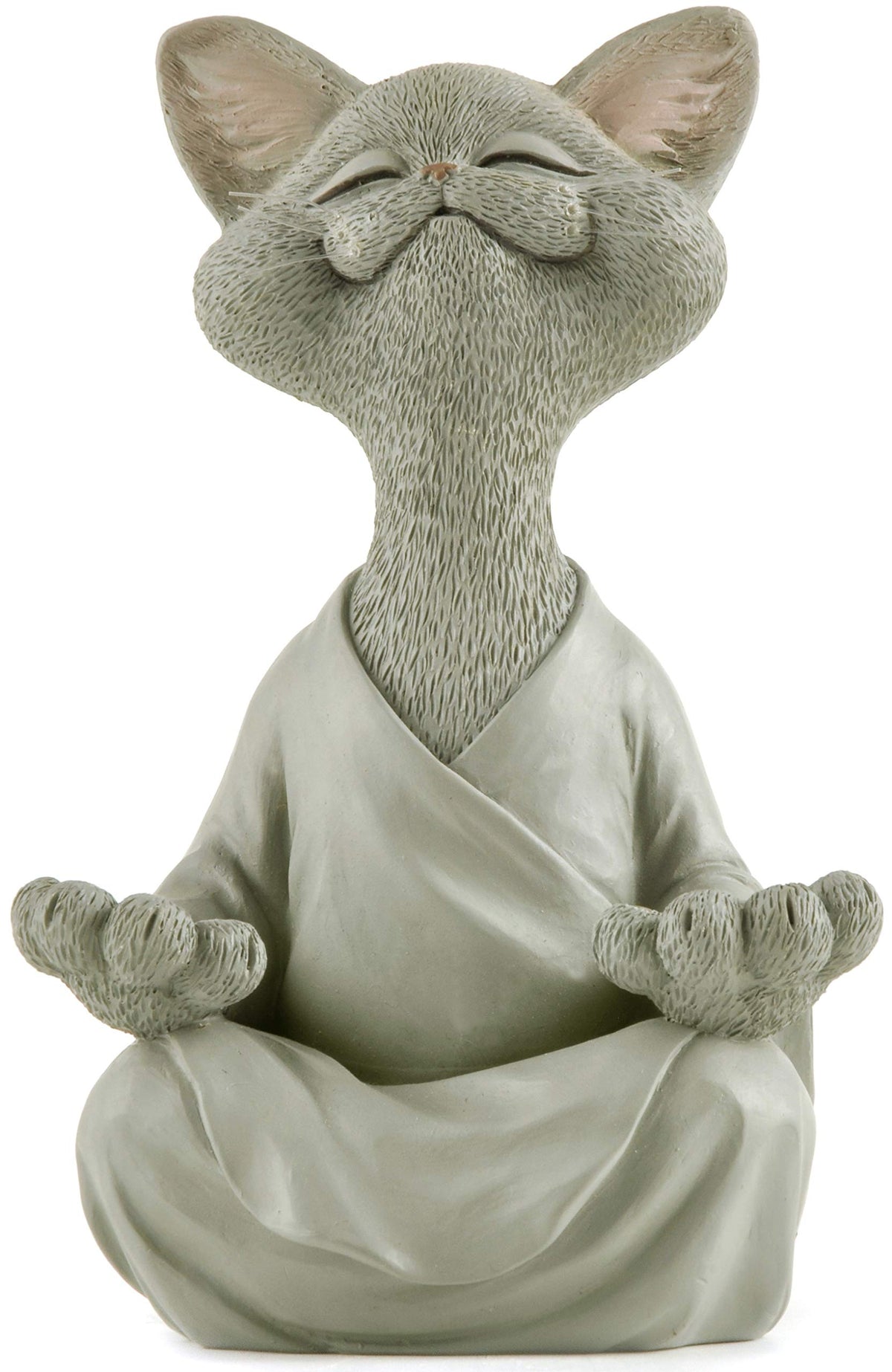 Meditating Happy Cat Statue (Gray)