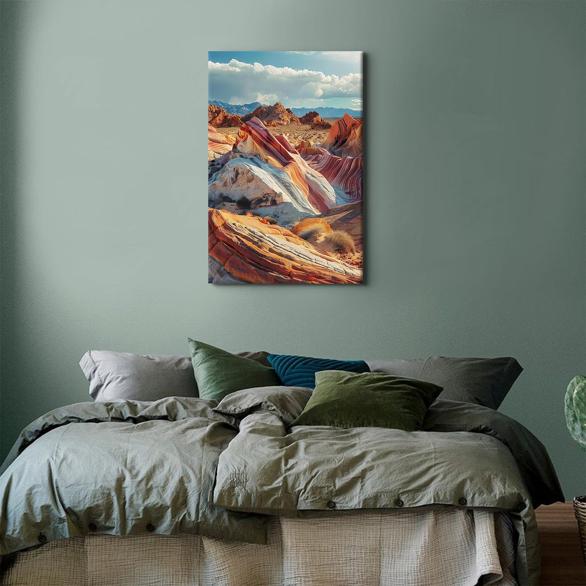 Vintage Valley of Fire State Park Nevada Nature Landscape Poster of the USA Printed on Canvas 24x36”Blue Sky Background Modern Landscape for Bedroom Office Bathroom Poster Painting Wall Decor Art Gift (24"L x 36"W / FSPFJ11)
