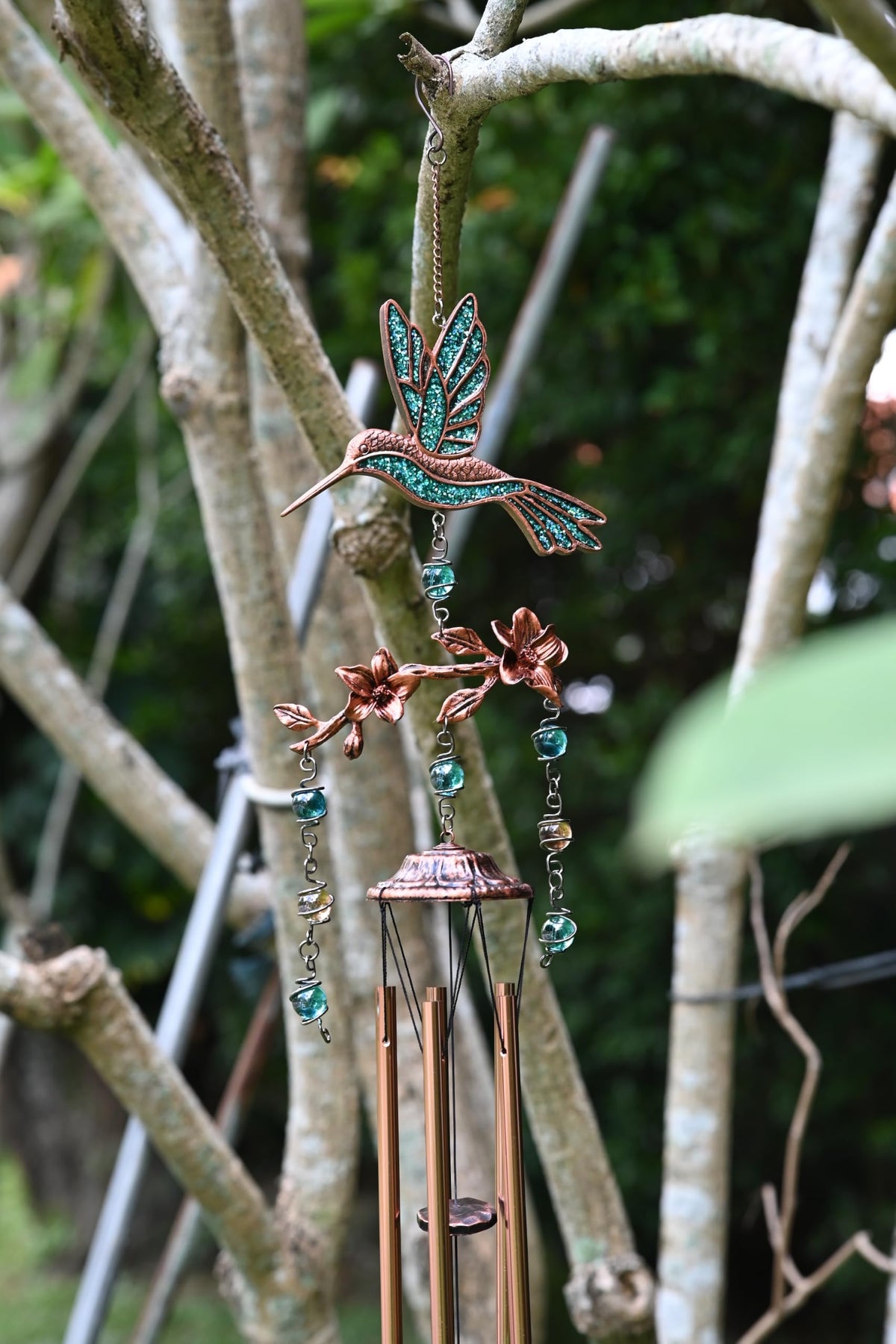 Wind Chimes Wind Chimes for Outside Deep Tone 32 inches 5 Aluminum Tubes (32" Hummingbird Turquoise)