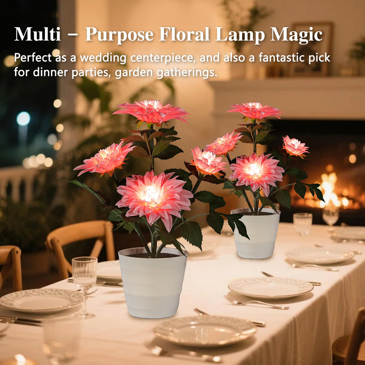 Artificial Pink Dahlia Flower Lamp Light for Bedroom Bar Coffee Shop Wedding Decor (Sunflower-dahlia-pink)