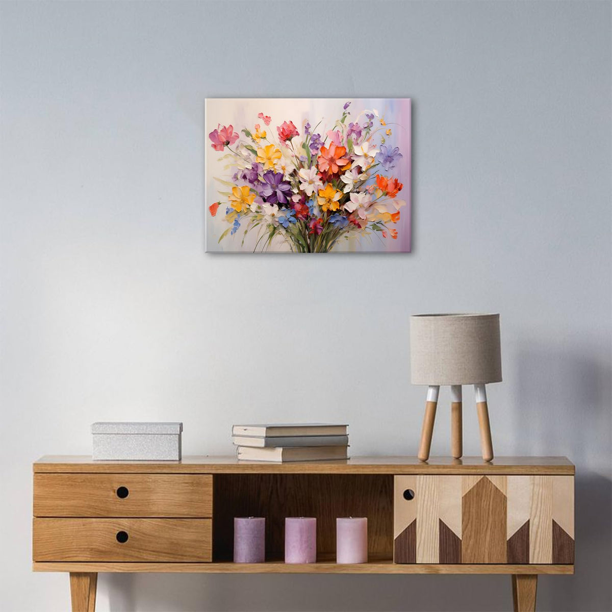 Colorful Flower Canvas Wall Art Yellow Orange Purple Wildflower Painting Prinrts for Teen Girls Room Decor Botanical Picture Floral Poster Modern Framed Artwork Bathroom Bedoom Home Decoration 12"x16" (16"L x 12"W / Flower)
