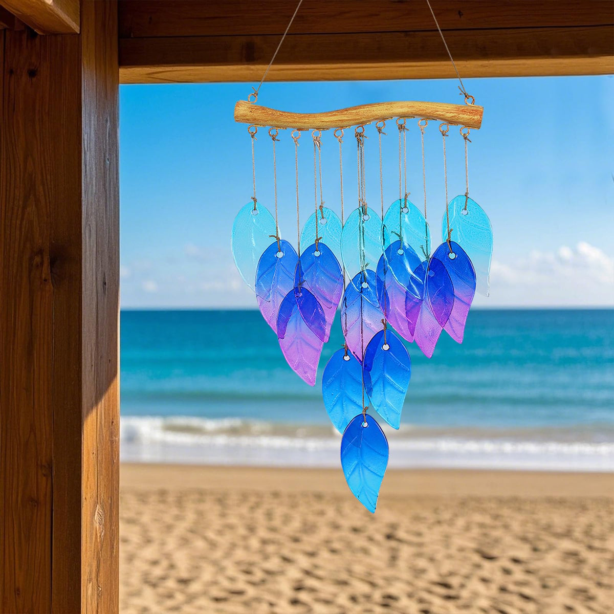 Glass Leaves Wind Chimes for Outdoor Memorial Decor