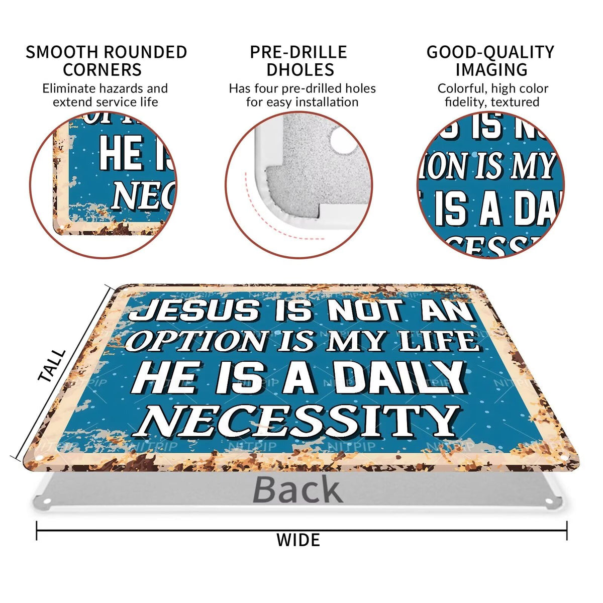 Christian Prayer Metal Tin Sign Jesus Wall Sign Jesus Is Necessary Wall Art Prayer Motivational Positive Quotes Gifts Wall Sign for Church Home Bedroom Decor Gifts 12x16 Inch (Jesus Is Necessary / 12x16 Inch)