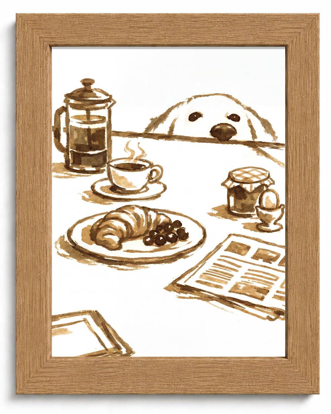 Cute Dog Coffee Framed Wall Art (dog / 10"L x 8"W)