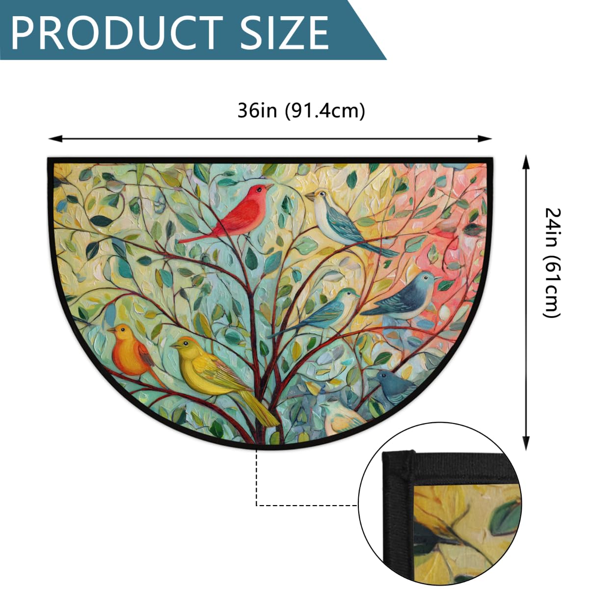 Front Door Mat Indoor Outdoor Entrance (A-02 Colorful Bird Oil Painting)