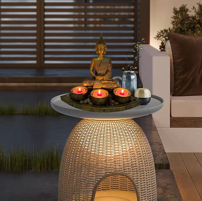 Sitting Buddha Candle Holder Statue (Antique Gold)