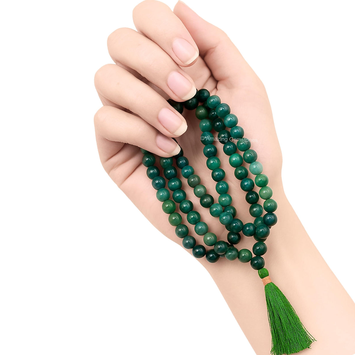 Moss Agate Mala Beads (Moss Agate / Plain)