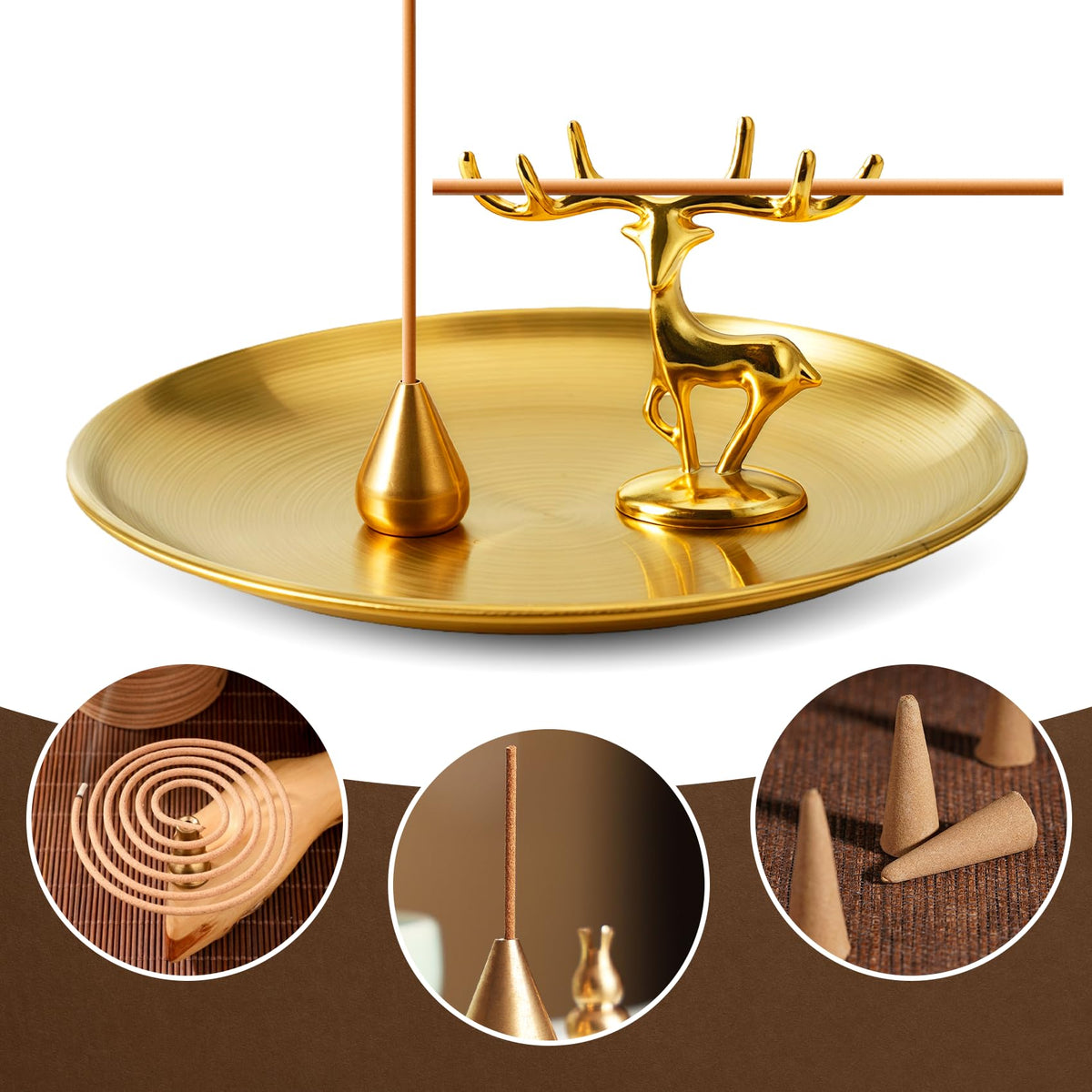 3 in 1 Incense Burner (Deer+water Drop+disc)
