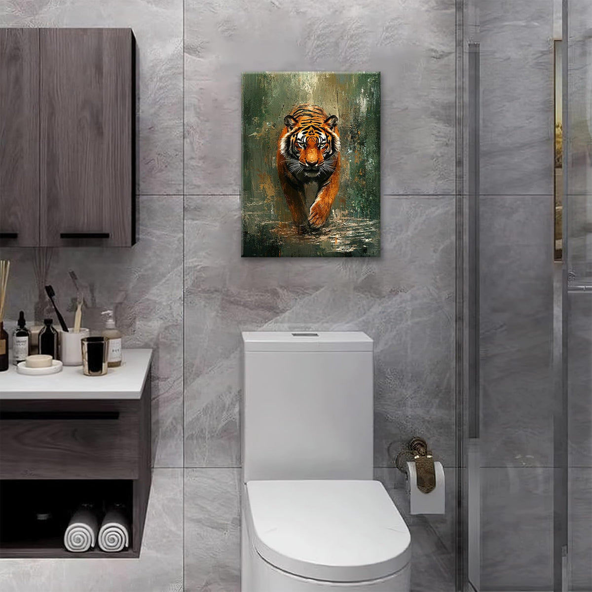 Tiger Canvas Wall Art Wildlife Animal Print Painting Framed ArtWork 16"x20" (Tiger / 20"L x 16"W)