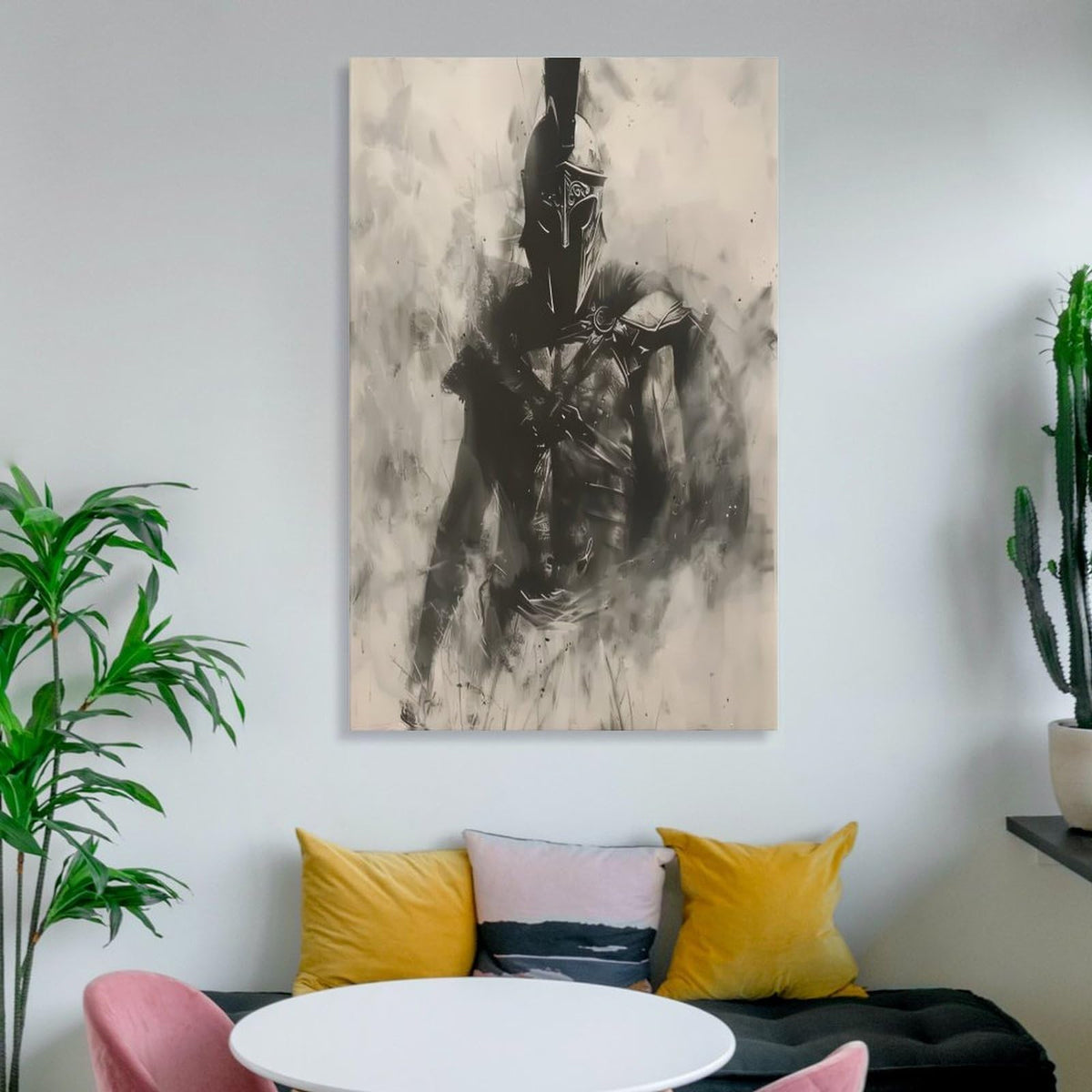 Black White Charcoal Sketch Roman Gladiator Canvas Printing Wall Art Prints Wall Decor Posters Minimalist Scandinavian Bohemian Living Room Bedroom Office Warrior Decor 08x12inch (style-43 / 08x12inch(20x30cm) Frame)