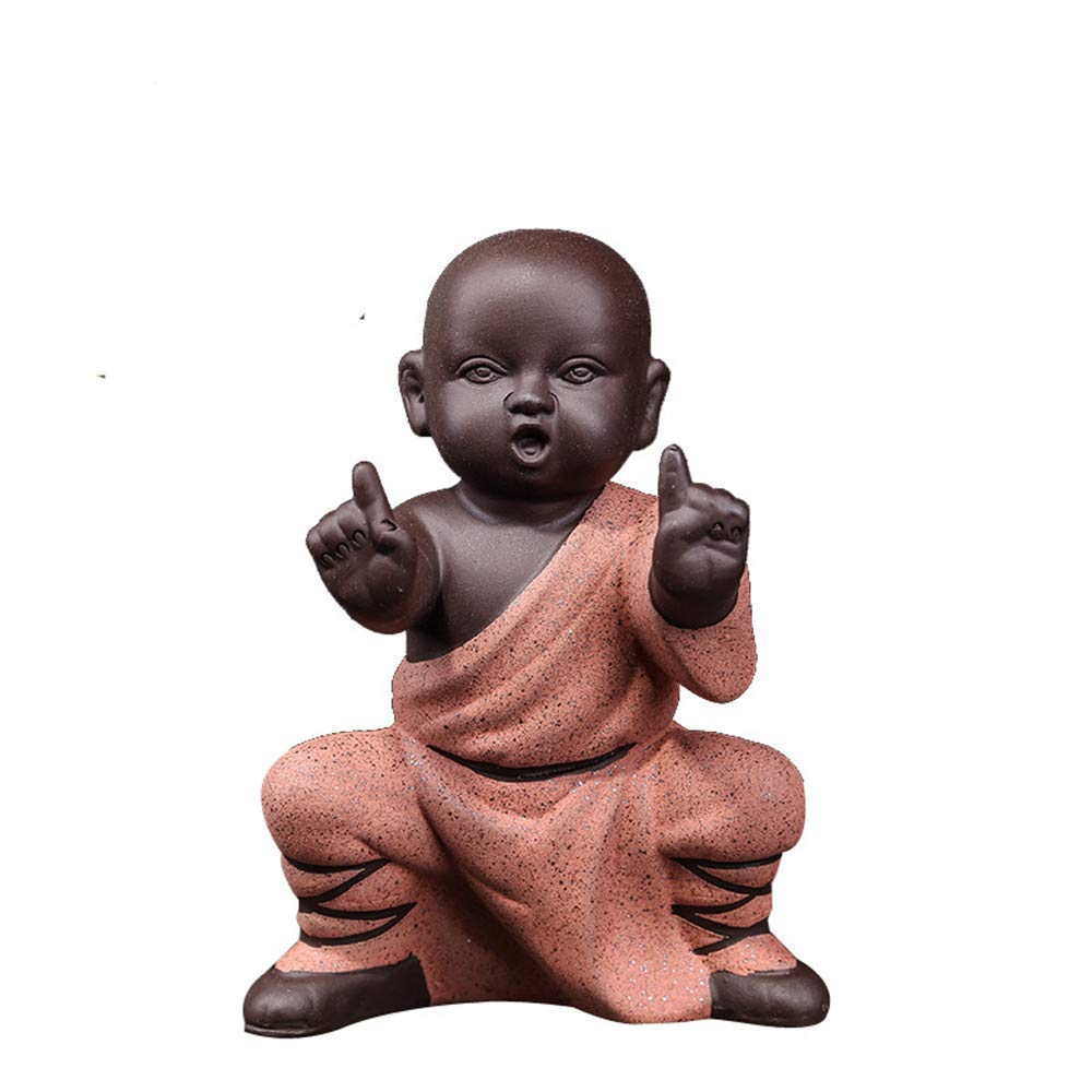 Miniature Buddha Figurine Ceramic Little Cute Buddha Statue Monk Figurine Creative Baby Crafts Dolls Ornaments Gift Chinese Delicate Ceramic Arts and Crafts kung fu Little Monks (Type 1)