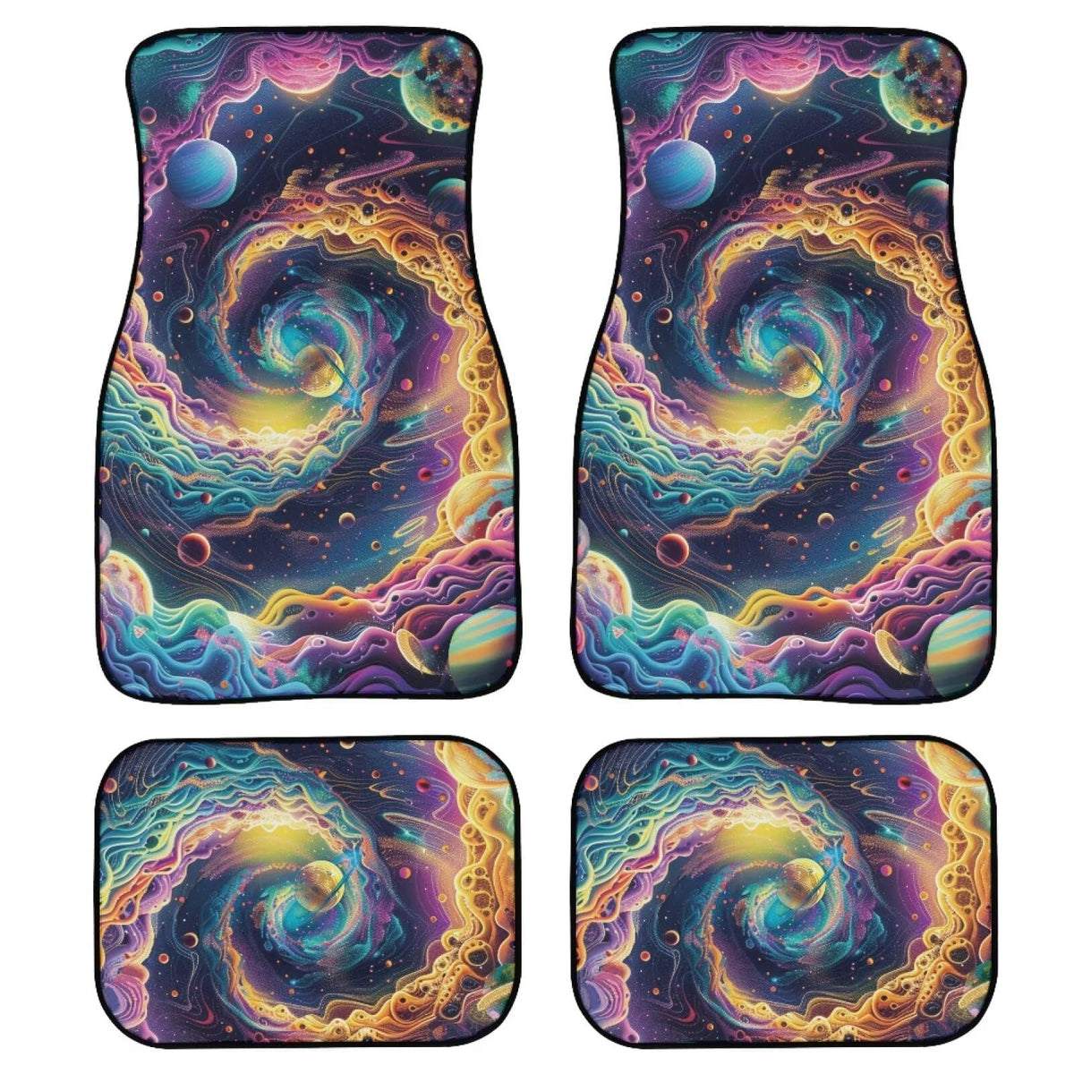 Galaxy Print Car Rubber Floor Mats 4 Piece Automotive Floor Mats Front Car Foot Pads Cars Carpet Mat Protector Non (Galaxy Print)