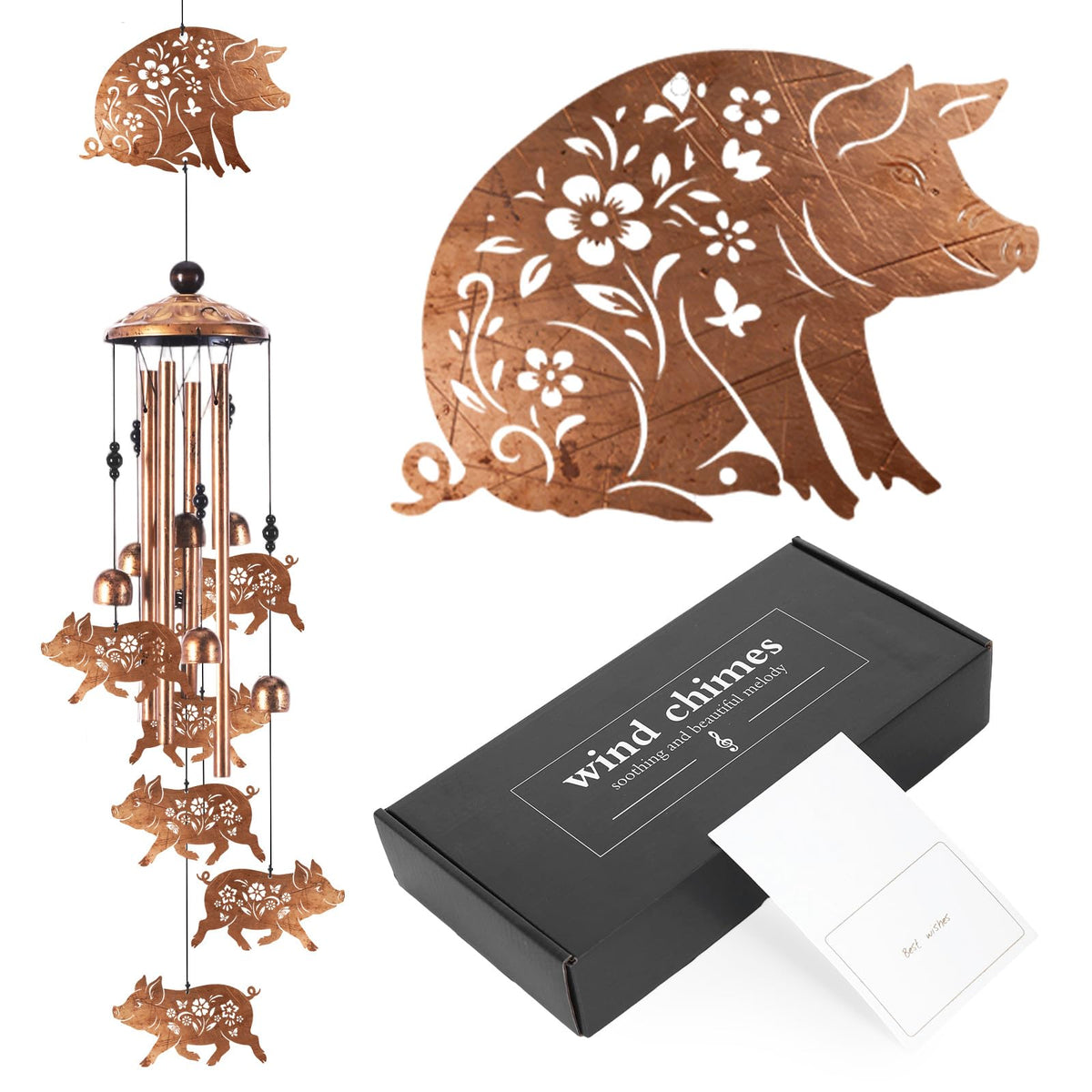 Pig Wind Chimes for Outside (Pig)