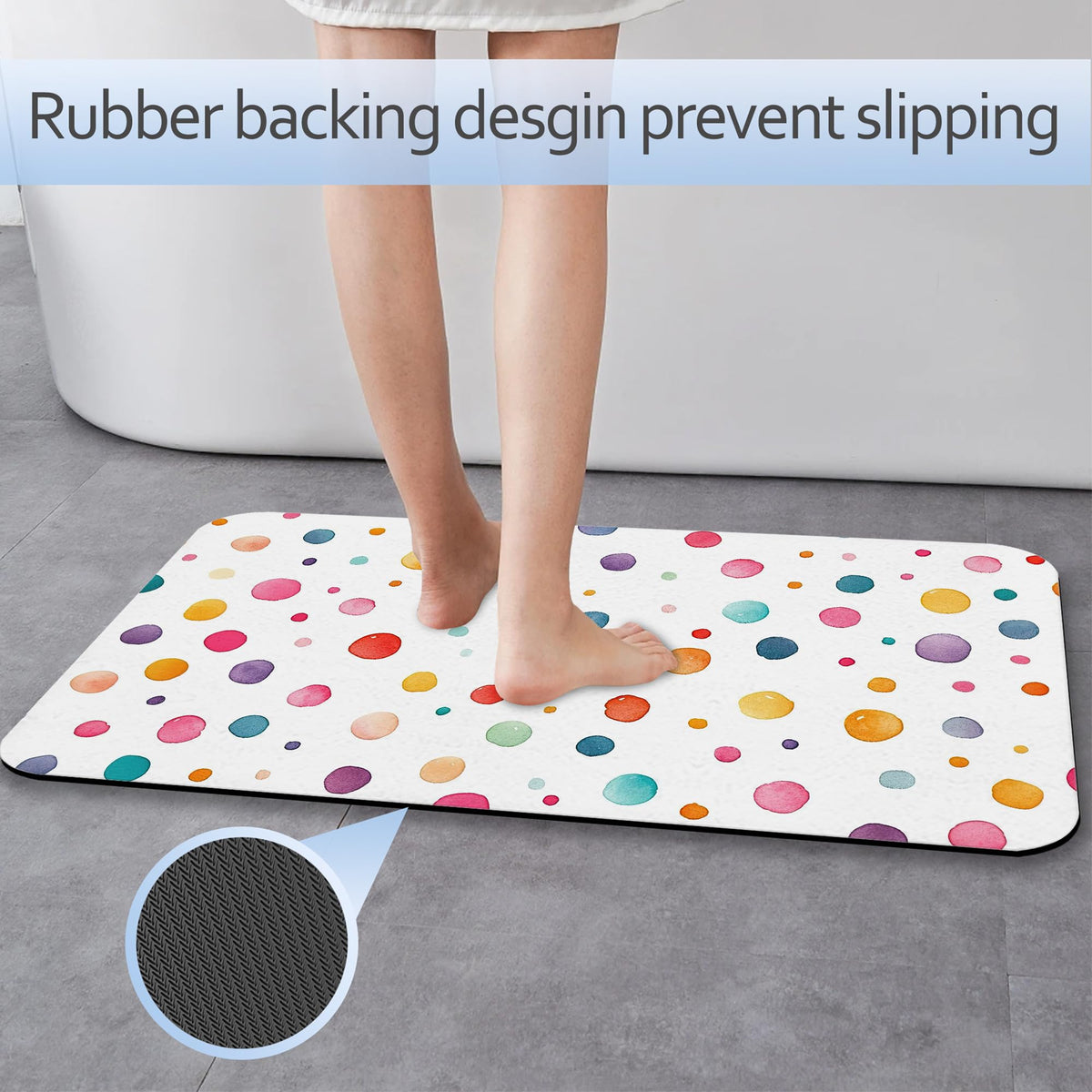 Colorful Polka Dots Bath Mat 29.5"x17" (Colorful Polka Dots)