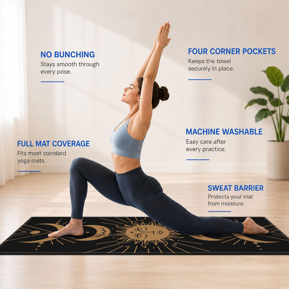 Yoga Mat Towel (Boho Sun-01 / Small)