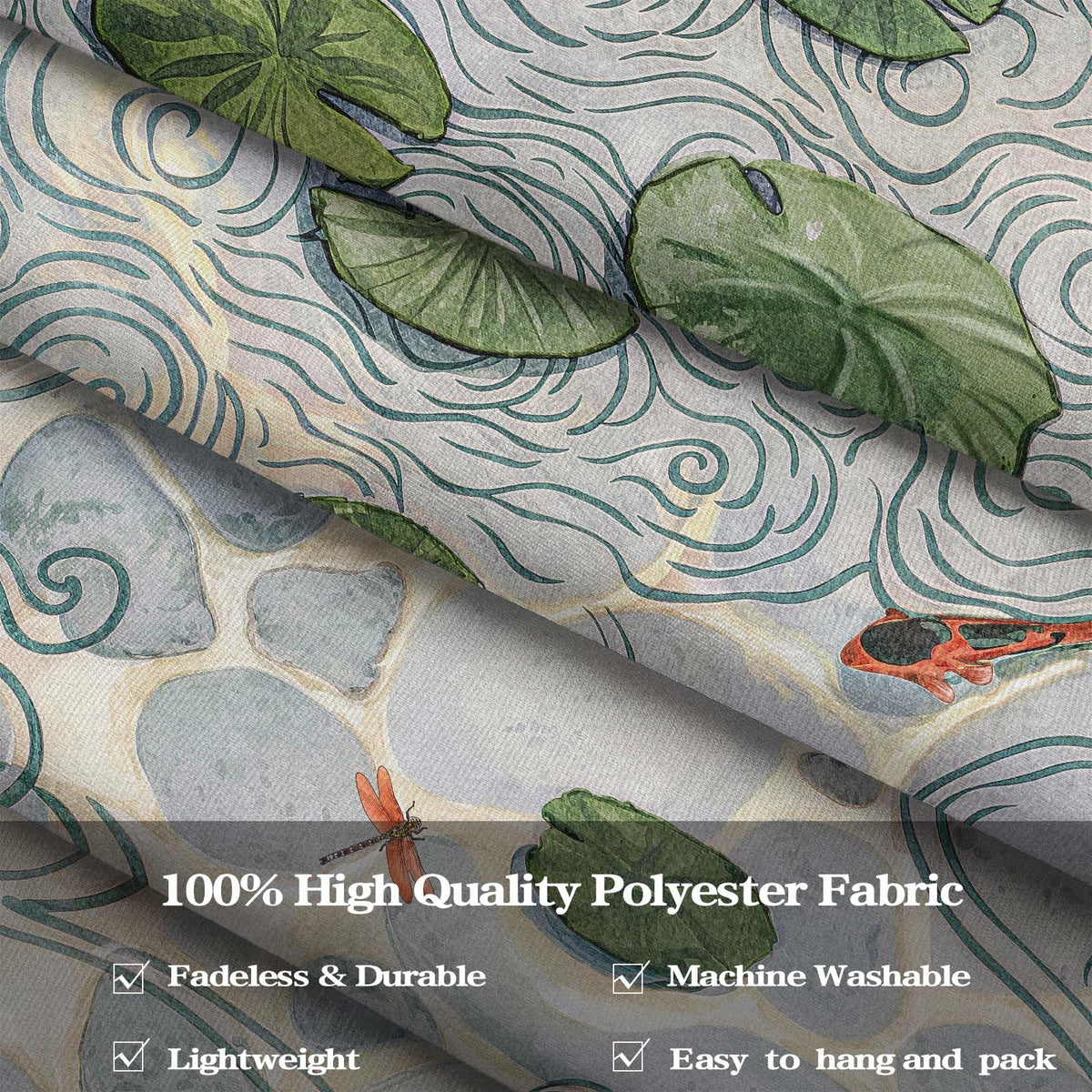 Japanese Lotus Pond Tapestry (Art Deco / Gray / 60"L x 44"W)