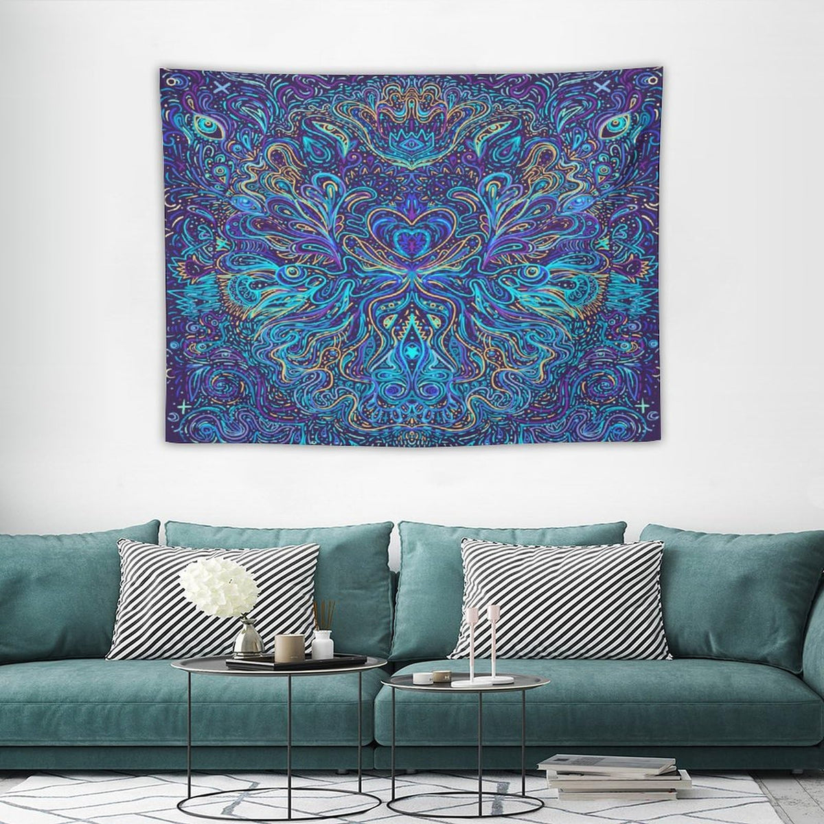 Hippie Bohemian Mandala Tapestry Wall Hanging Indian Gypsy Abstract Flower Floral Texture Print Tapestries Home Decor for Living Room Bedroom Apartment Farmhouse Dorm 30"x40" (30"L x 40"W / Mandala-8)