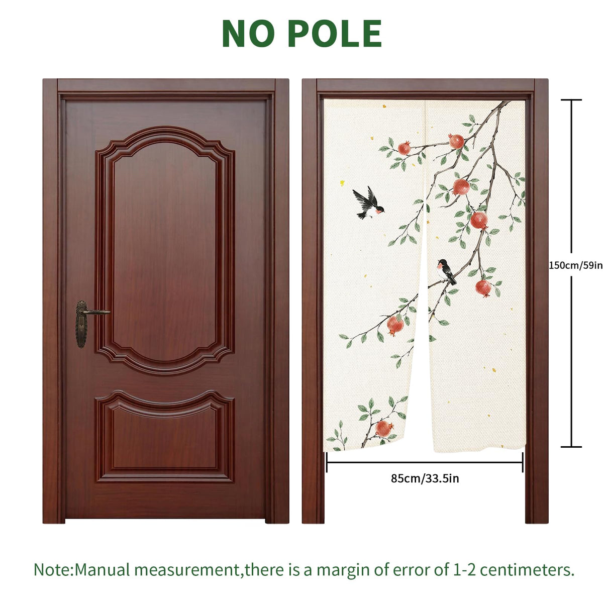Japanese Doorway Curtain (Beige / 33.5"W x 59"L (Pack of 1))