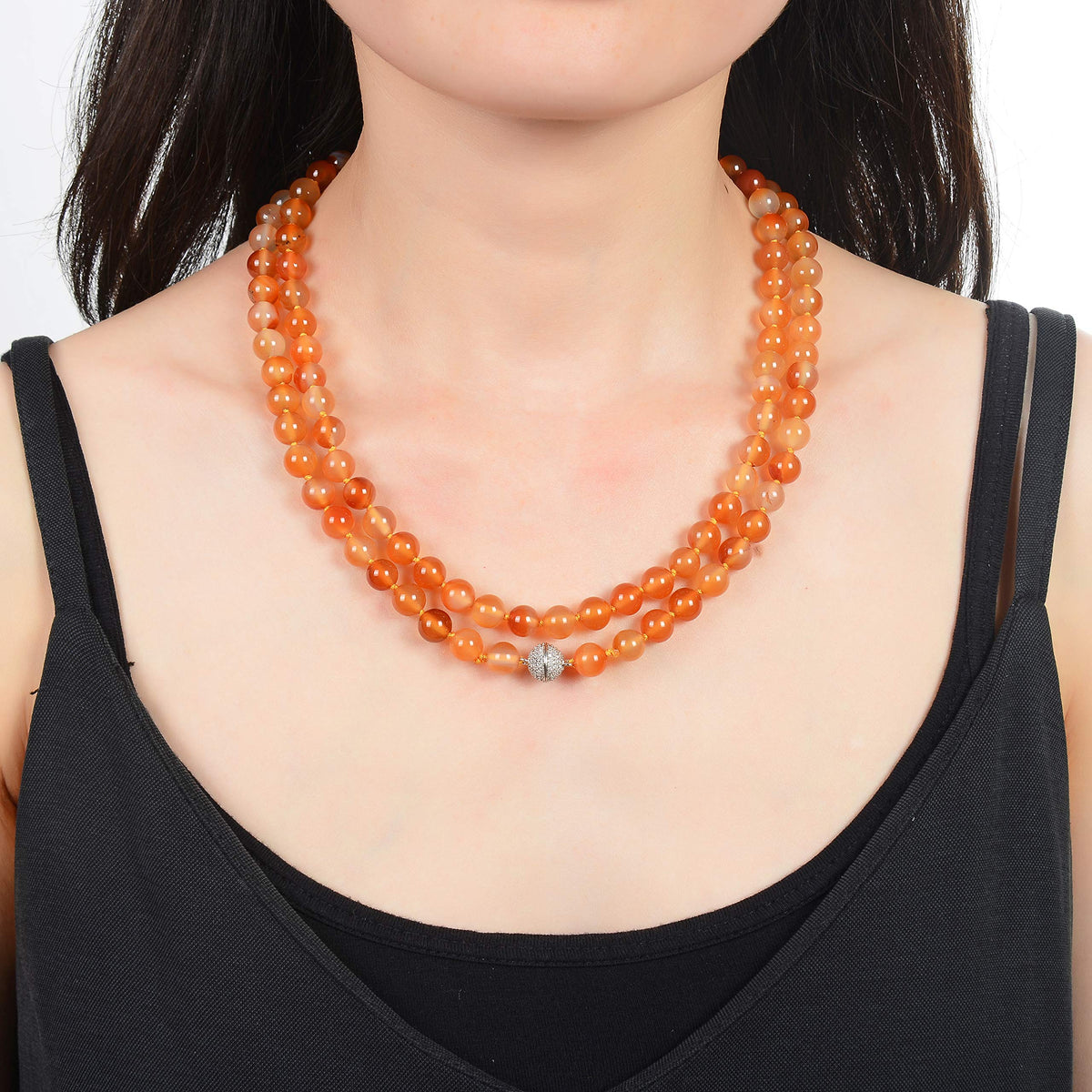 mala beads necklace for women man (orange carnelian no tassel)