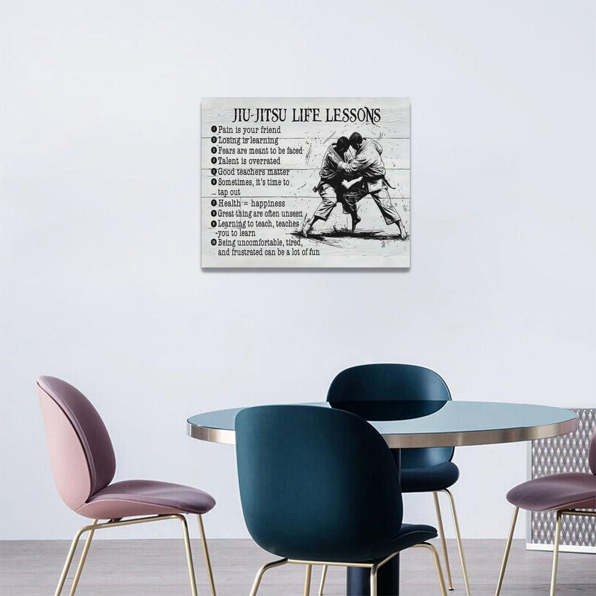 Jiu Jitsu Wall Art Jujitsu Life Lessons Pictures Wall Decor Judo Canvas Prints Martial Decorations Painting Framed Artwork Office Home Decor For Gym Martial Arts Hall Bedroom Living Room 20"x16" (Jujitsu / 20L" x 16W")