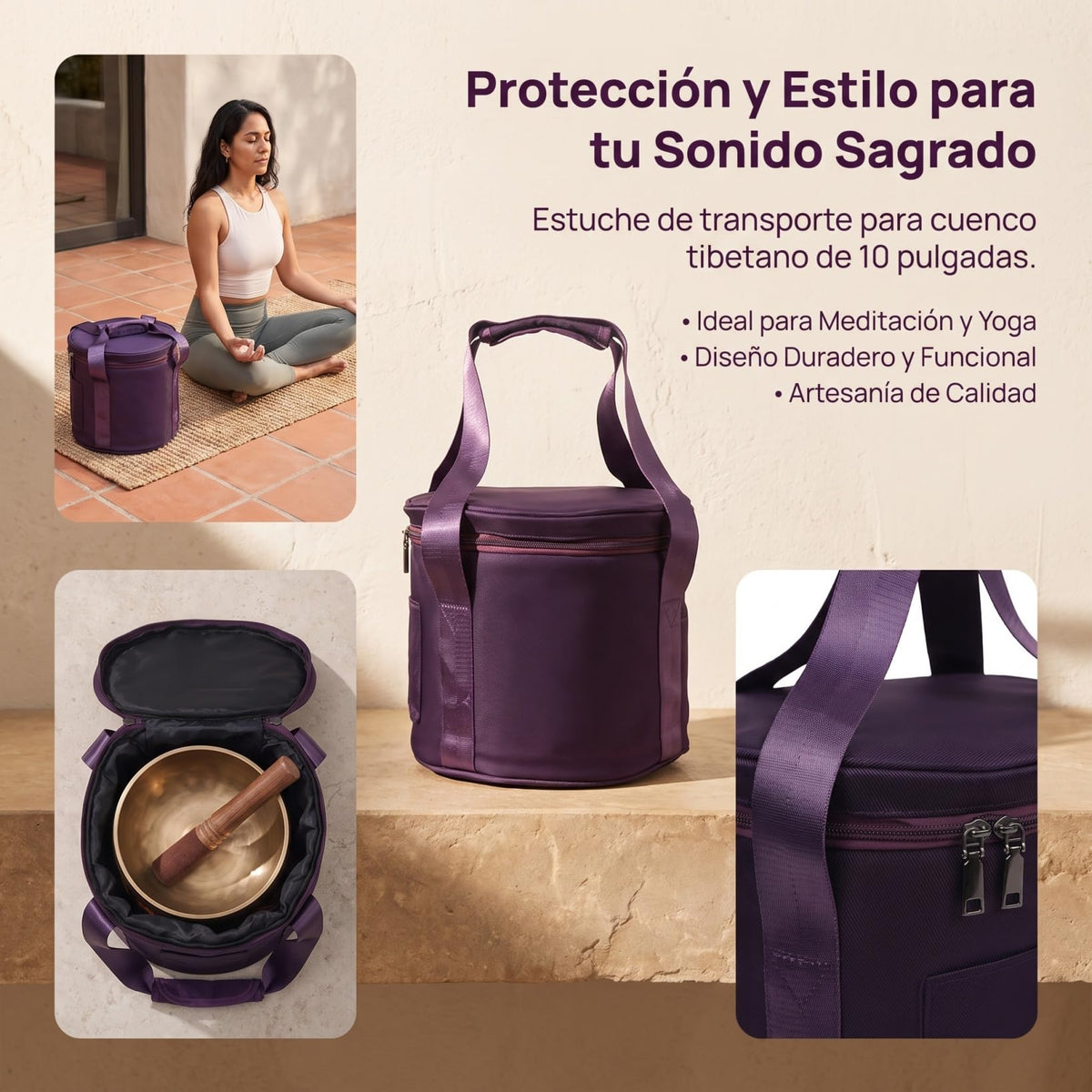 Singing Bowl Carrying Case Crystal Singing Bowl Carrying Case Bag 10inch Sound Healing Instrument Travel Carry Case Bag For Sound Healing and Meditation Purple (28.5x28.5x25m / Purple)
