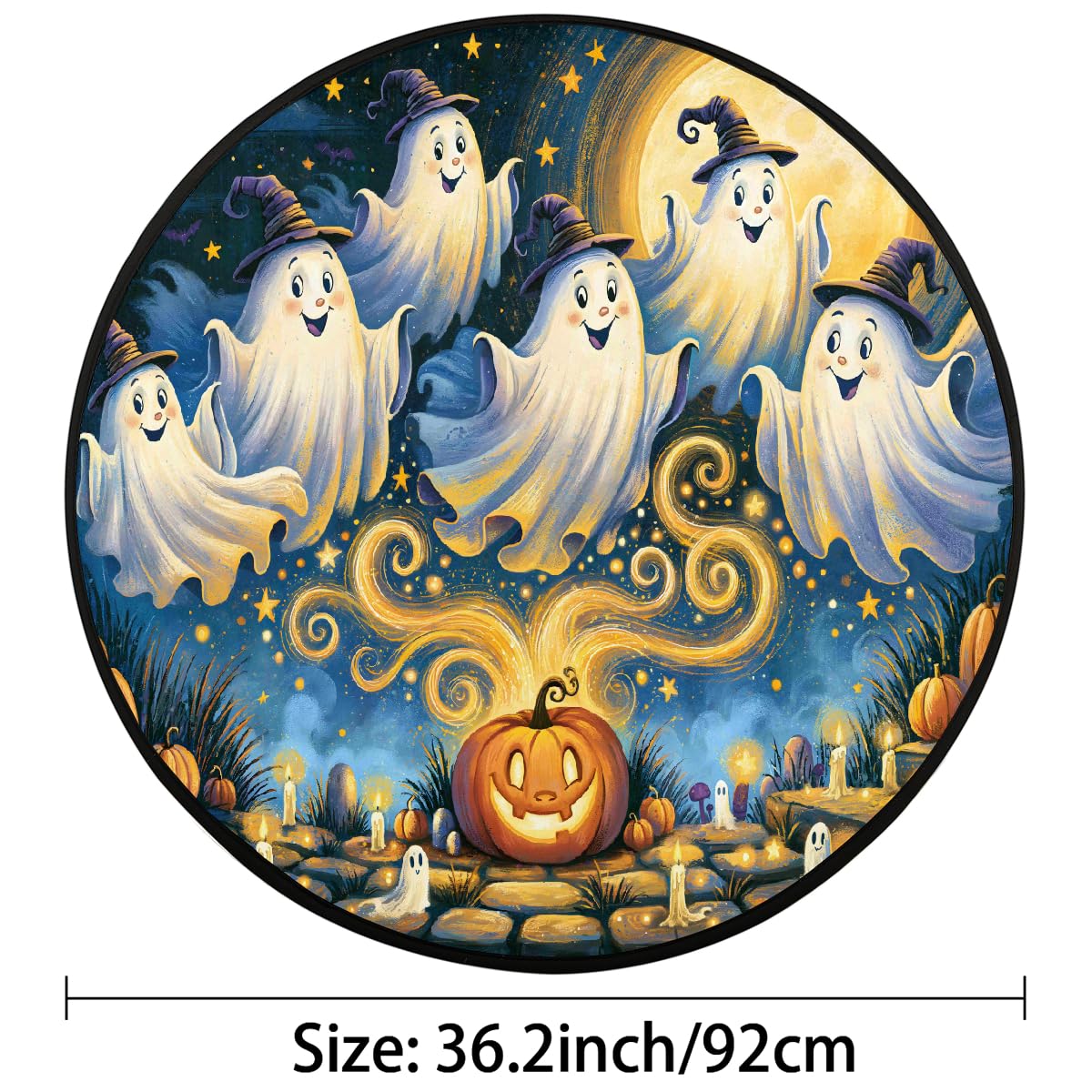 3 Ft Ghost Round Rug Circle Area Rugs Circular Door Mat for Indoor (B:b-9 / 3' (Round))