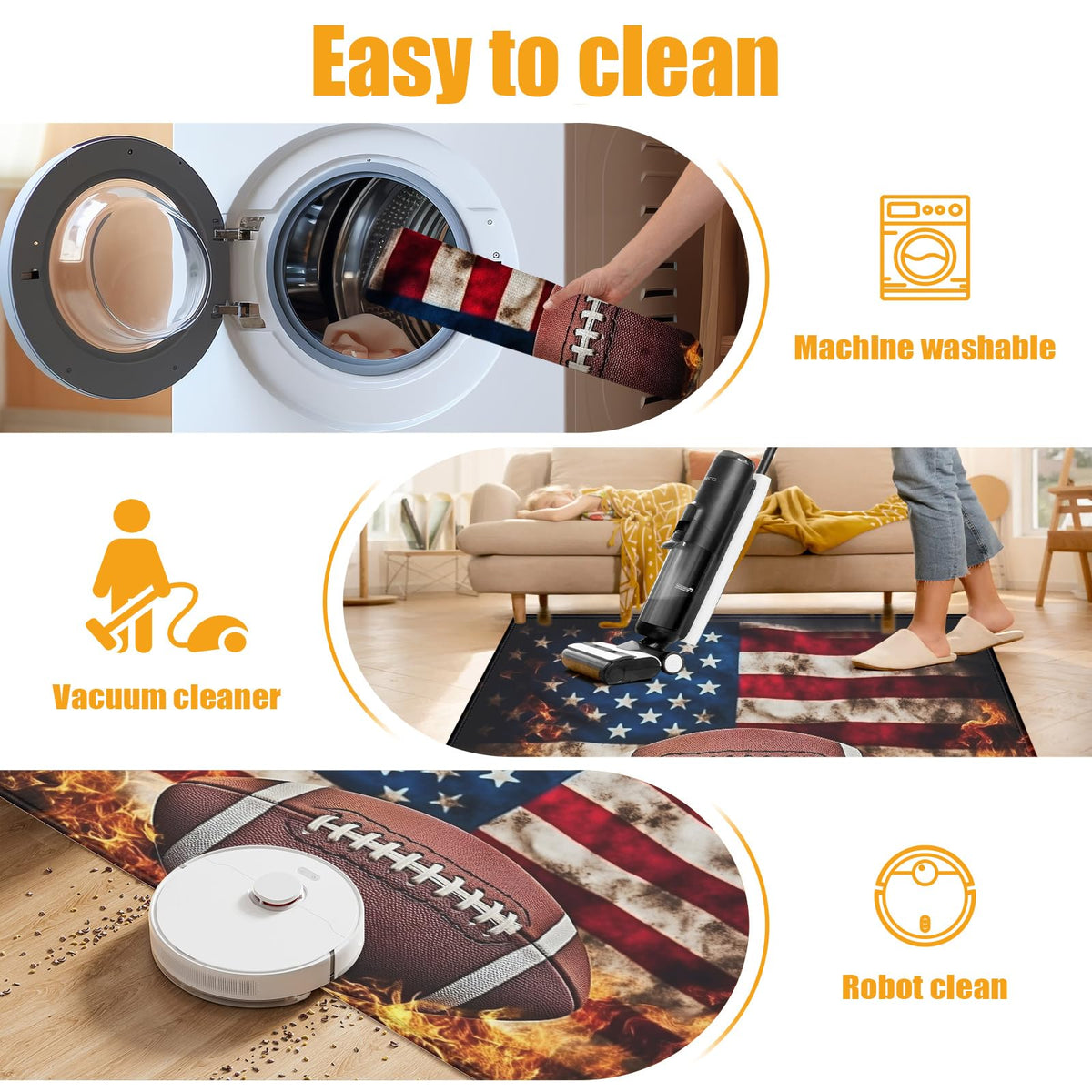 Fire American Football Bath Mat for Bathroom (Fire American Football)