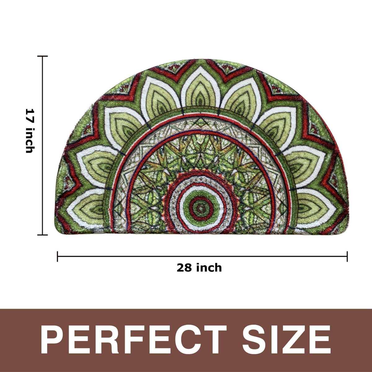 Mandala Semi Circle Doormat Bathroom Non (Green)