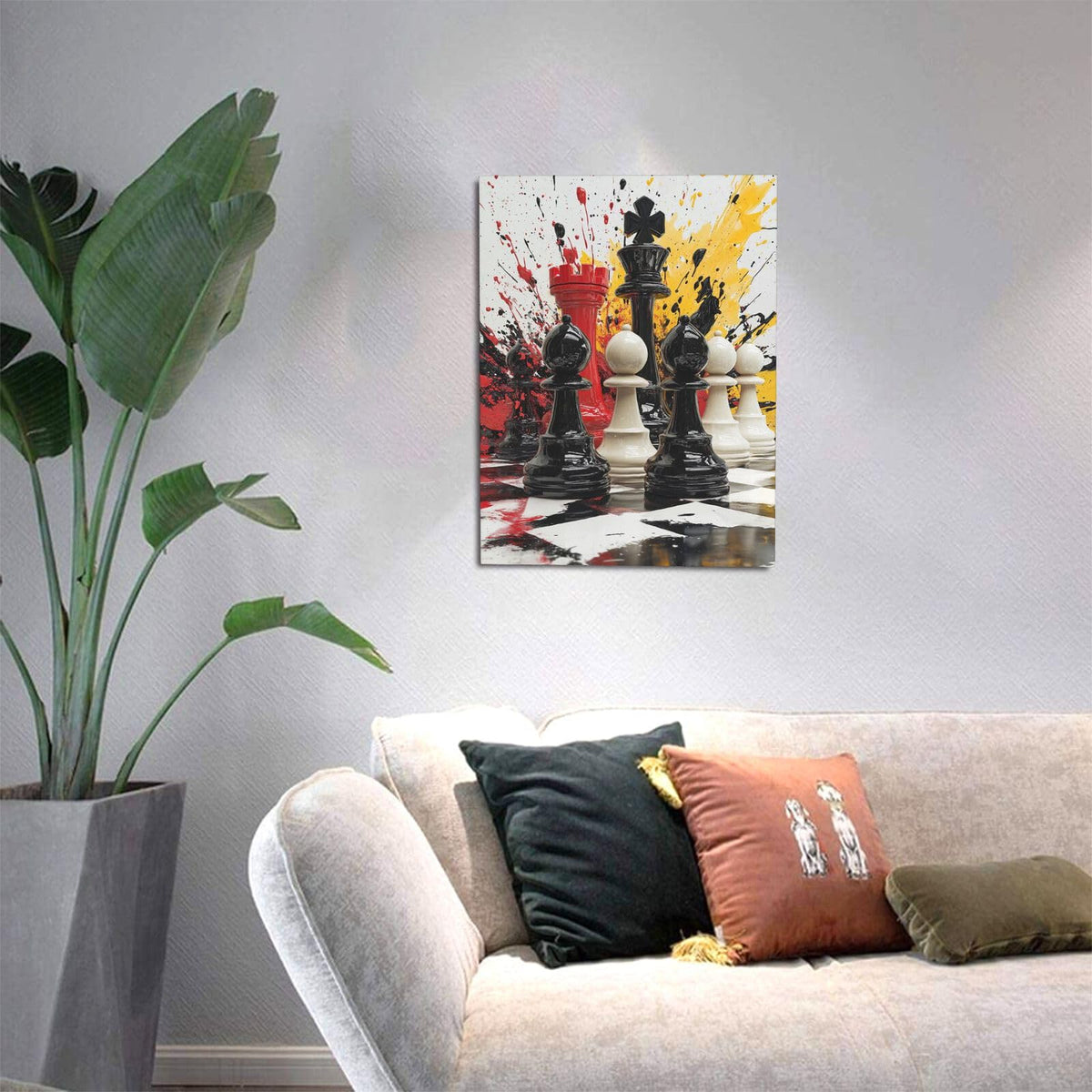 Chess Canvas Wall Art Intelligence Game Painting Framed ArtWork 12"x16" ﻿ (Chess / 16"L x 12"W)