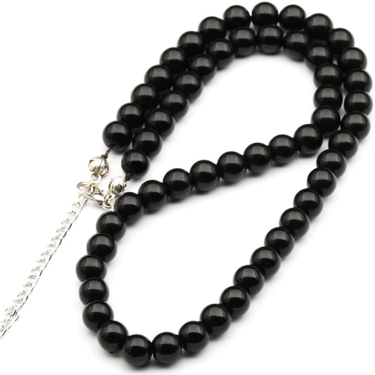 Natural Black Onyx Beaded Choker Necklace (Black Onyx / 36 Inches)