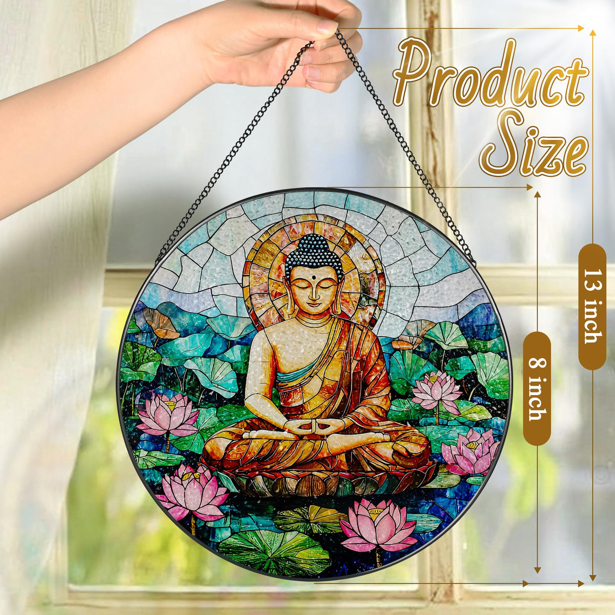 8 Inch Buddha Stained Glass Suncatcher & Ornament (Buddha)