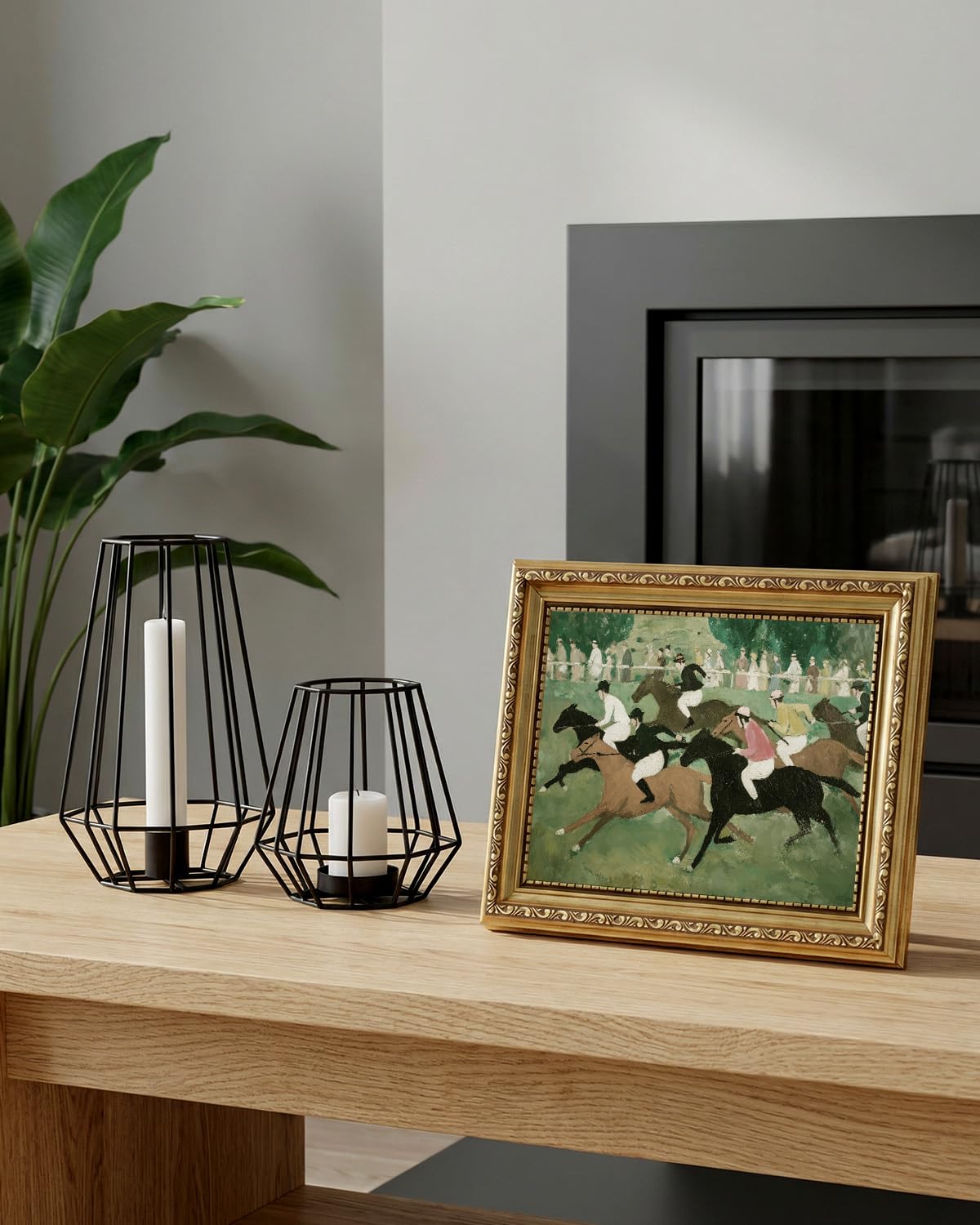 gold framed art (Horse racing / 10"L x 8"W)