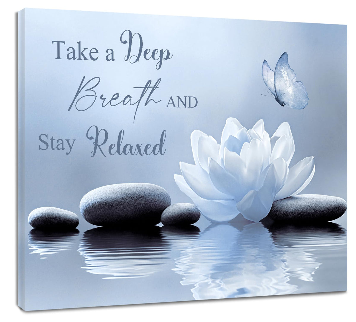 Zen Wall Art for Bathroom (16"L x 20"W / Blue)