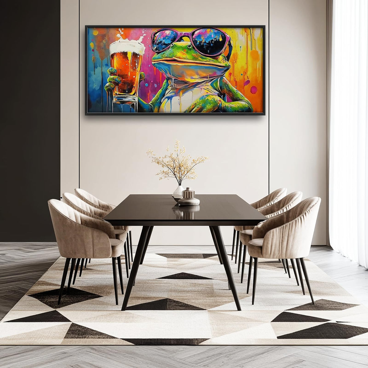 Large Graffiti Frog Wall Art for Funny Frog Beer Wall Decor 60"x30" (frog / 60"L x 30"W)