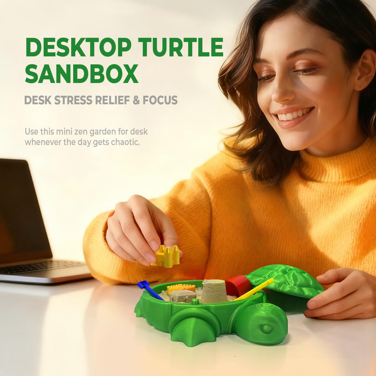 Mini Turtle Sandbox Zen Garden for Desk