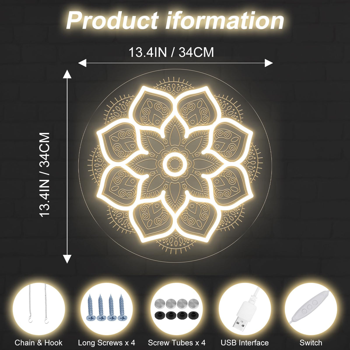 Sacred Geometry Mandala Neon Sign (Mandala)