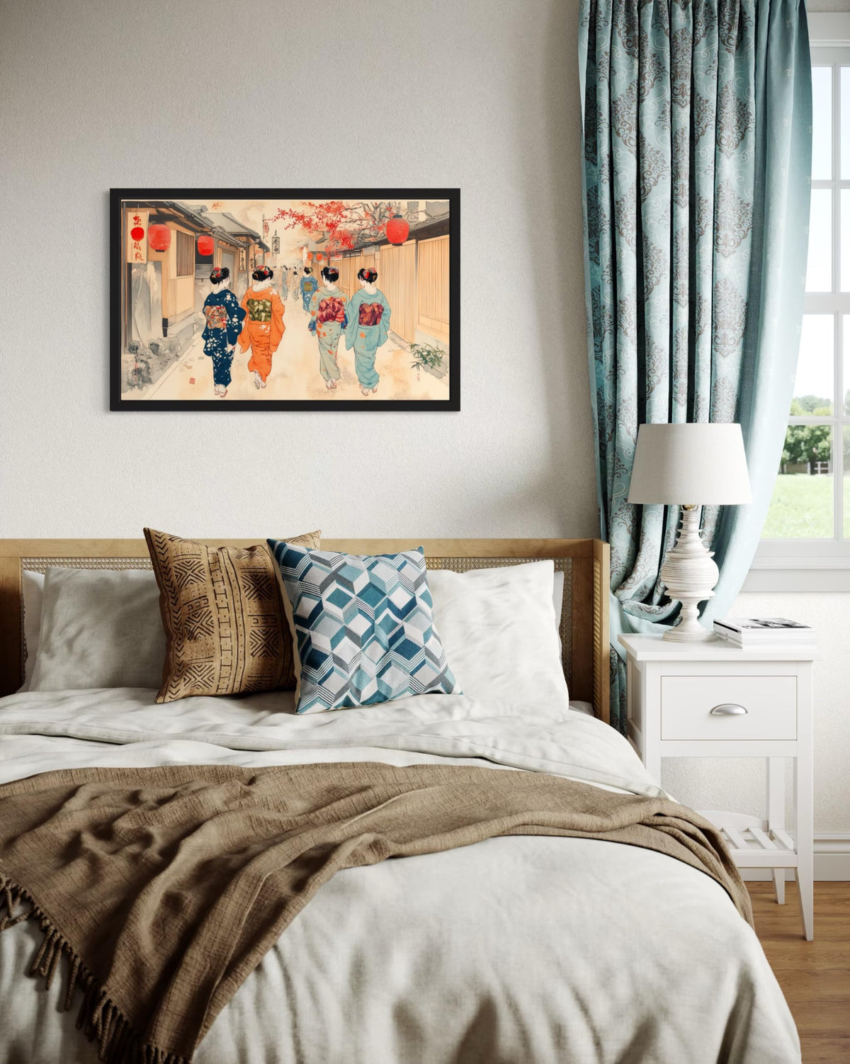 Geishas Black Framed Wall Art Print Poster (Geishas / 24"L x 18"W)
