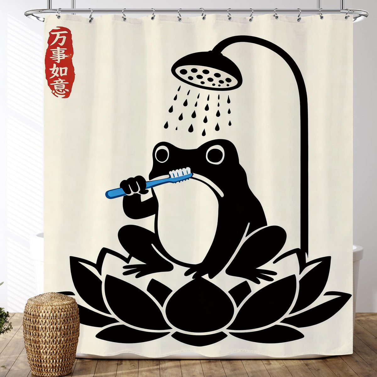Funny Frog Shower Curtain Cute Asian Japanese Anime Fun Kids Bathroom Decor (60"W x 72"L (Pack of 1) / Frog 7)